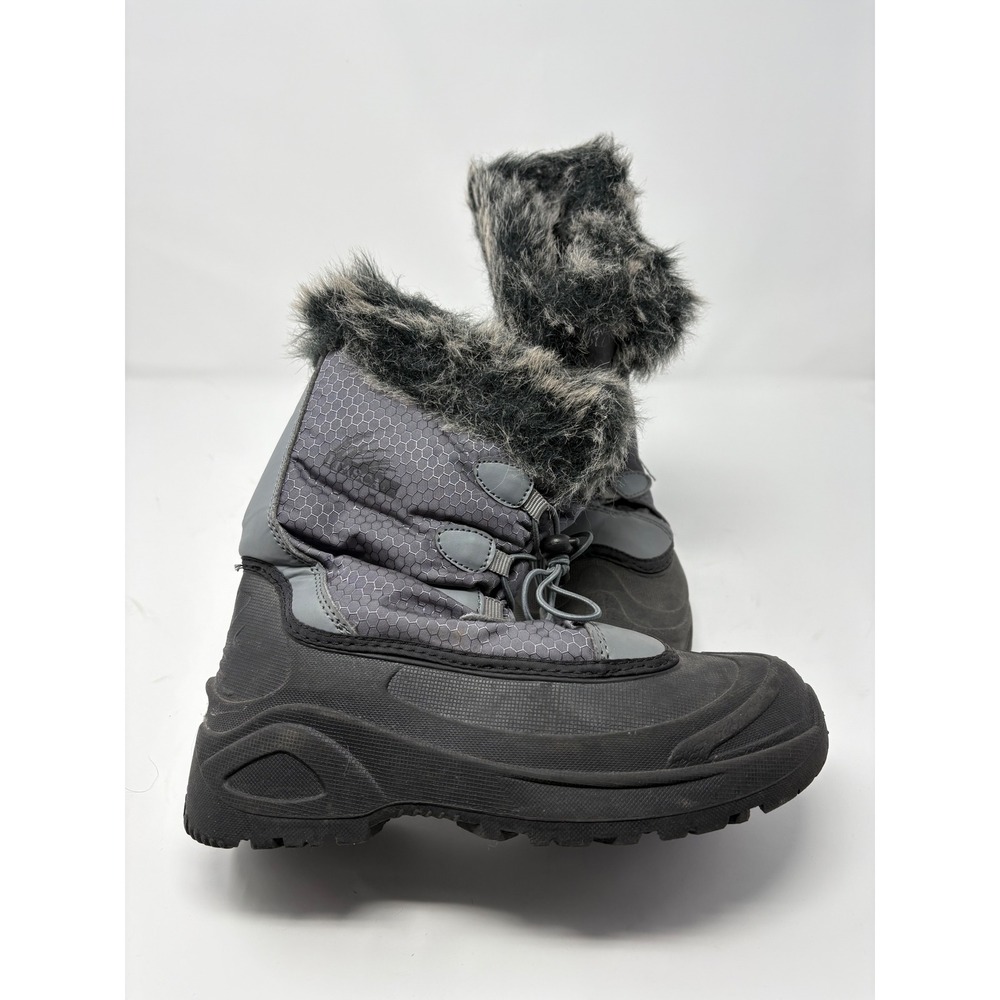 Itasca Womens Grey Faux Fur Snow Boots Honeycomb Pattern Size 8 8030085WR